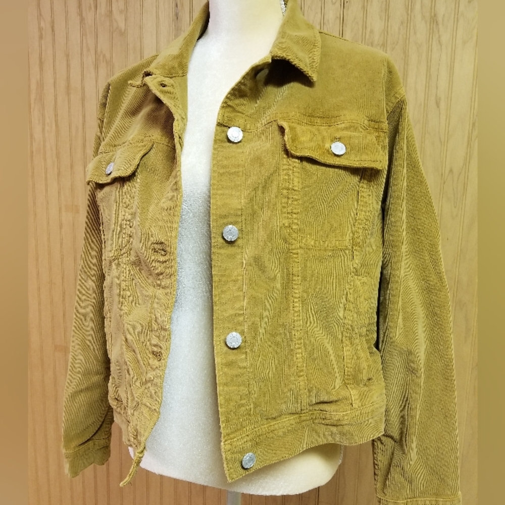 J. Crew Garment-Dyed Corduroy Trucker Jacket Cropped Tan Golden Brandy M